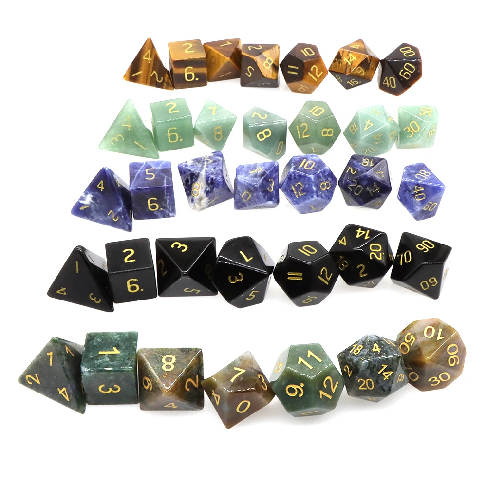 Polyhedral Dice Set Healing Crystals 7 PCS Natural Stones Dungeon and Dragons Board Game Accessories Supplies Lots Wholesale