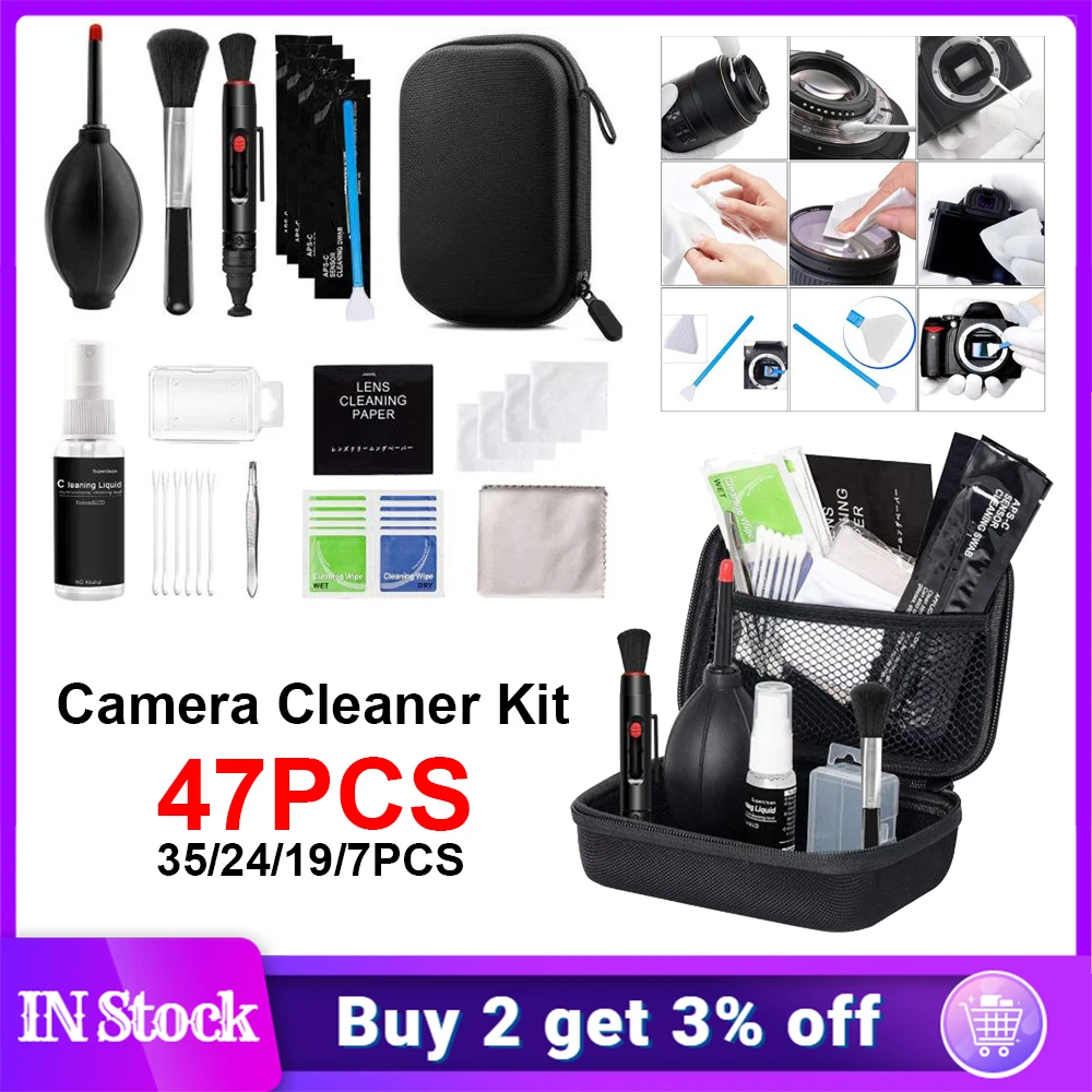 19-47pcs Camera Cleaner Kit DSLR Lens Digital Camera Sensor Cleaning Kit for Sony Fujifilm Nikon Canon SLR DV Cameras Clean Set