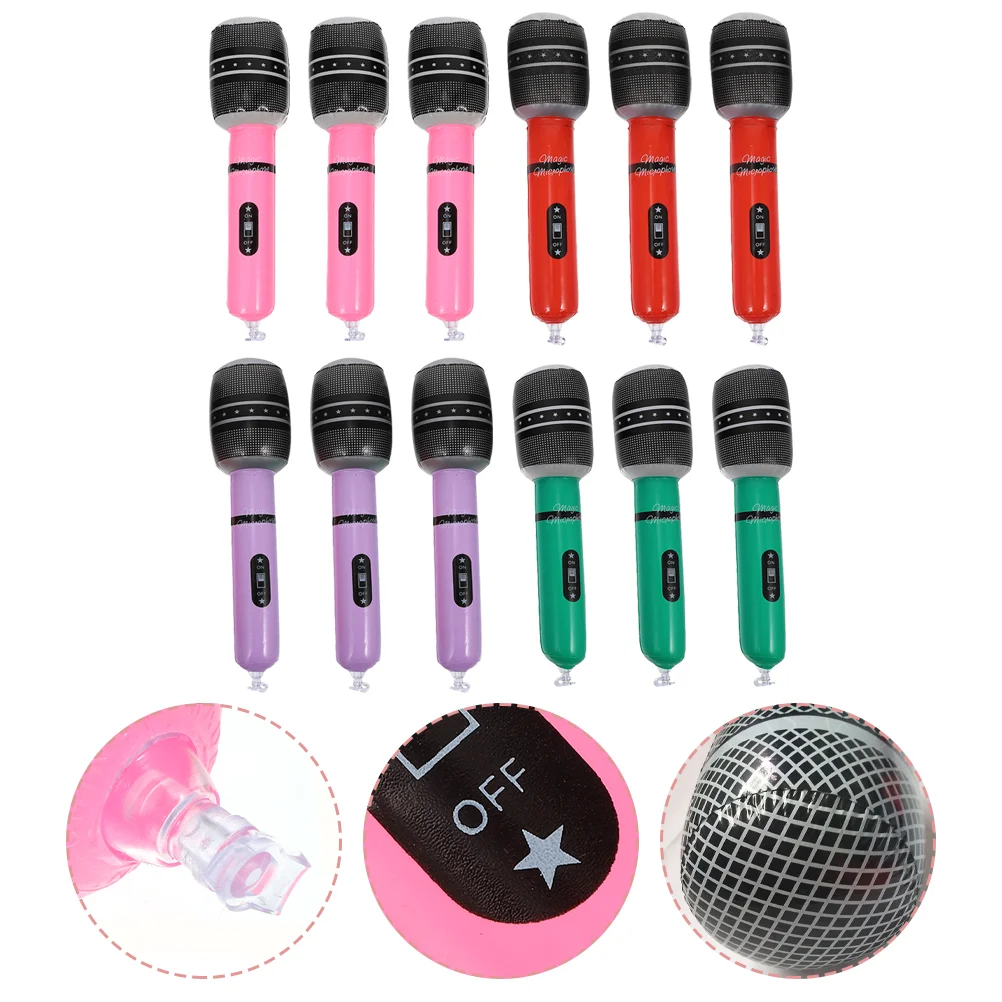 

Microphone Inflatablekidsblowpropmicrophones Party Pretend Fake Play Adults Decorations Karaokemic Musical Props Costume Favors