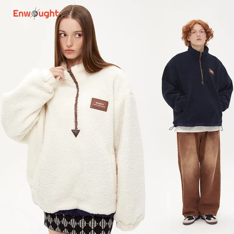 

Hip Hop Winter Fleece Fluffy Jacket Streetwear Harajuku Hoodie Fuzzy Zipper Coat Women Autumn Solid Color Lightweight Jackets