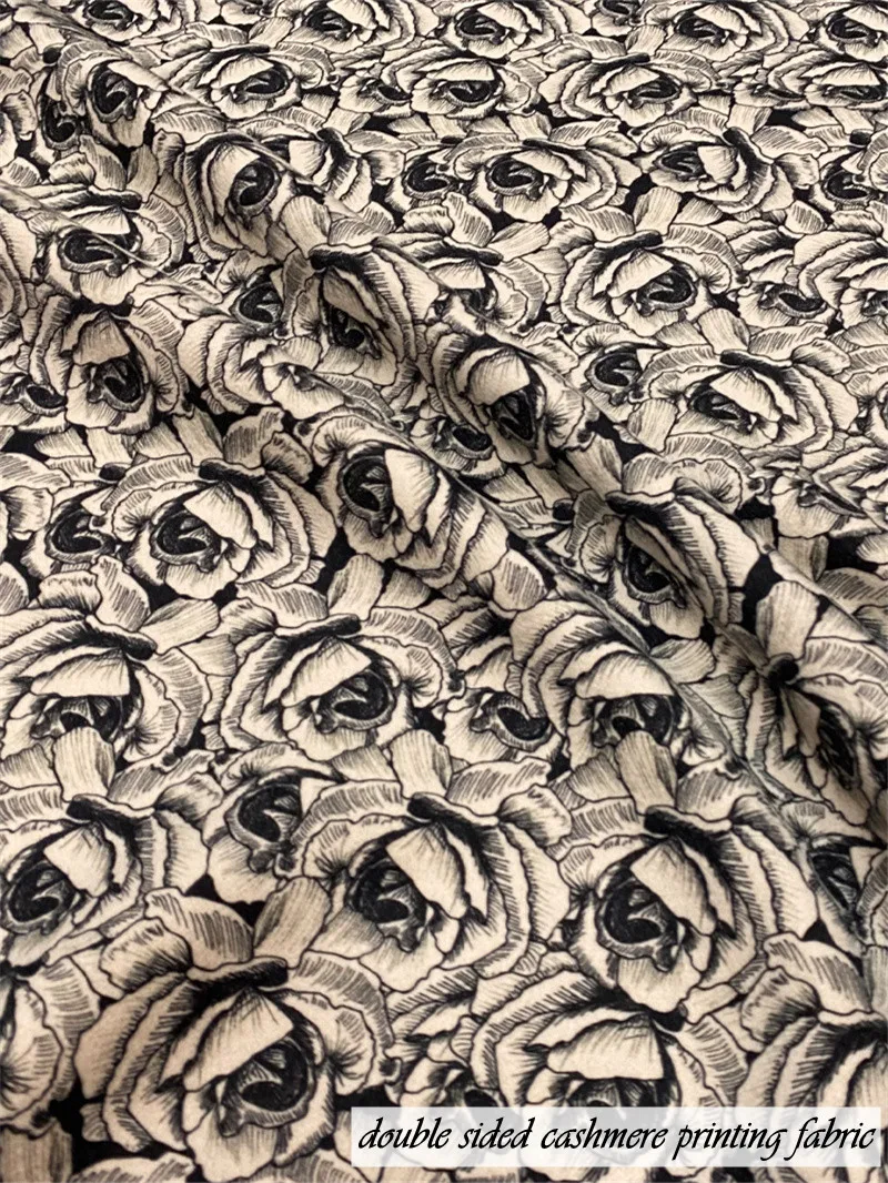 

Двусторонний кашемировый утолщенный теплый плащ ручной работы из чистой шерсти с принтом розы, шаль, шарф, одежда, тканевый материал для рукоделия