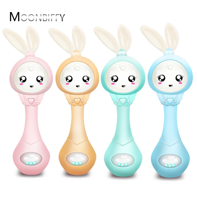 

Musical Flashing Baby Rattles Teether Rattle Toy Hand Bells Rabbit Hand Bells Newborn Infant Early Educational Toys 0-12M