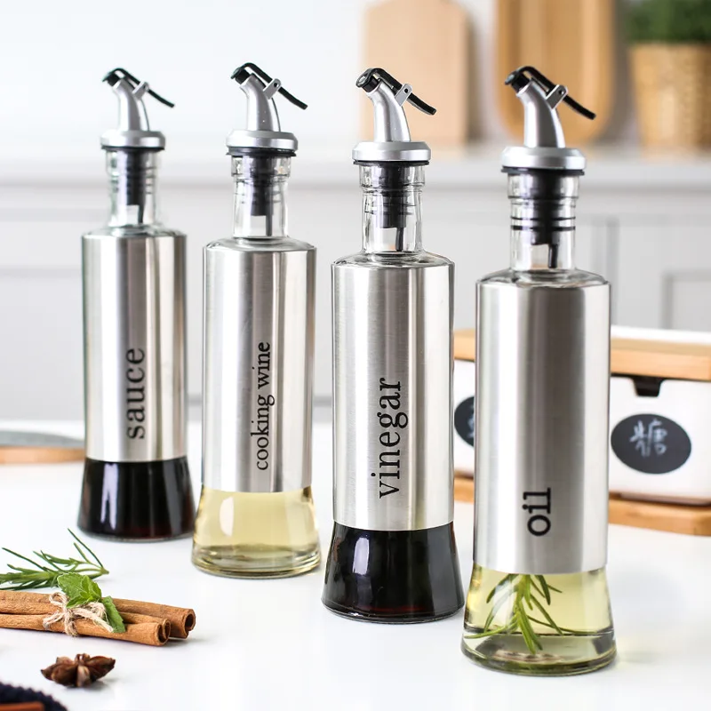 

Durable Dust-proof Oil Bottle Dispenser Leak-proof Seasoning Storage Dispenser Seasoning Bottle For Kitchen Press Type Oil Pot