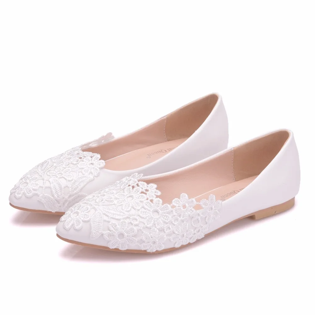 Sexy wedding shoes bride Flat Autumn Classic Shoes White Lace Springl Wedding Casual Shoes Flat For Women Princess Wedding  Shoe