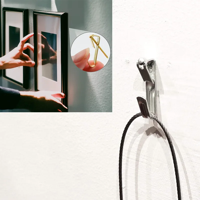

Boxed 40PCS Metal Two-Color Photo Frame Hook Accessories Distribution Nails Wall Traceless Hooks Photo Wall Traceless Hooks