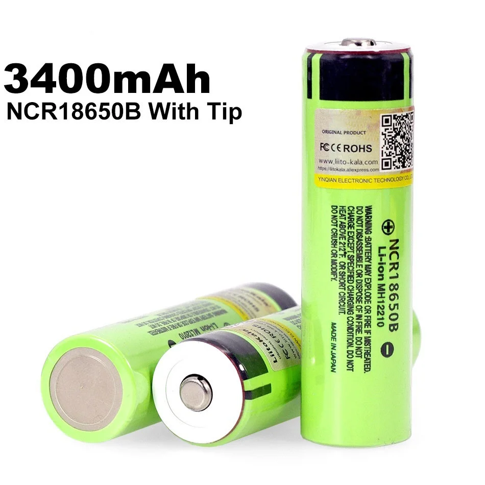 

2PCS 3.7V 3400mah Original NCR18650B 18650 Rechargeable Lithium Battery Suitable for Flashlight (No PCB)