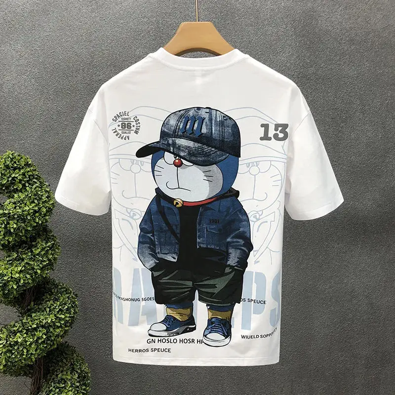 

Pure Cotton Cartoon Printed Short-sleeved T-shirt Boys Tide Brand Trend 2023 New Summer Clothes Men's Handsome Body Short sleeve
