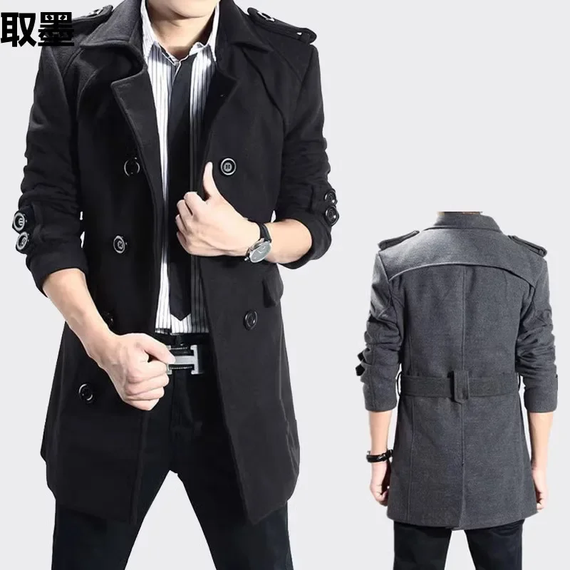 Осень/зима 2023 новое мужское повседневное шерстяное пальто-манто средней длины