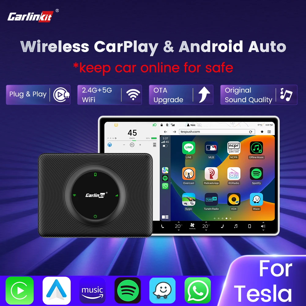 Carlinkit CarPlay boîtier sans fil Mini2 Ai boîte 5.0G Bluetooth WiFi  connexion automatique Plug and Play adaptateur CarPlay sans fil Waze