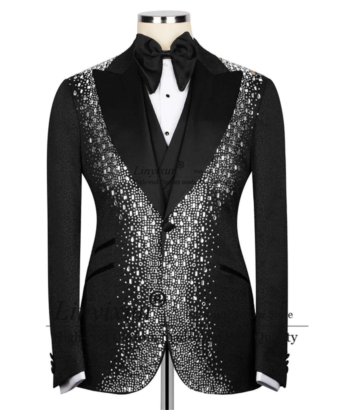 Мужской костюм с блестящей каменной вышивкой модные свадебные смокинги для