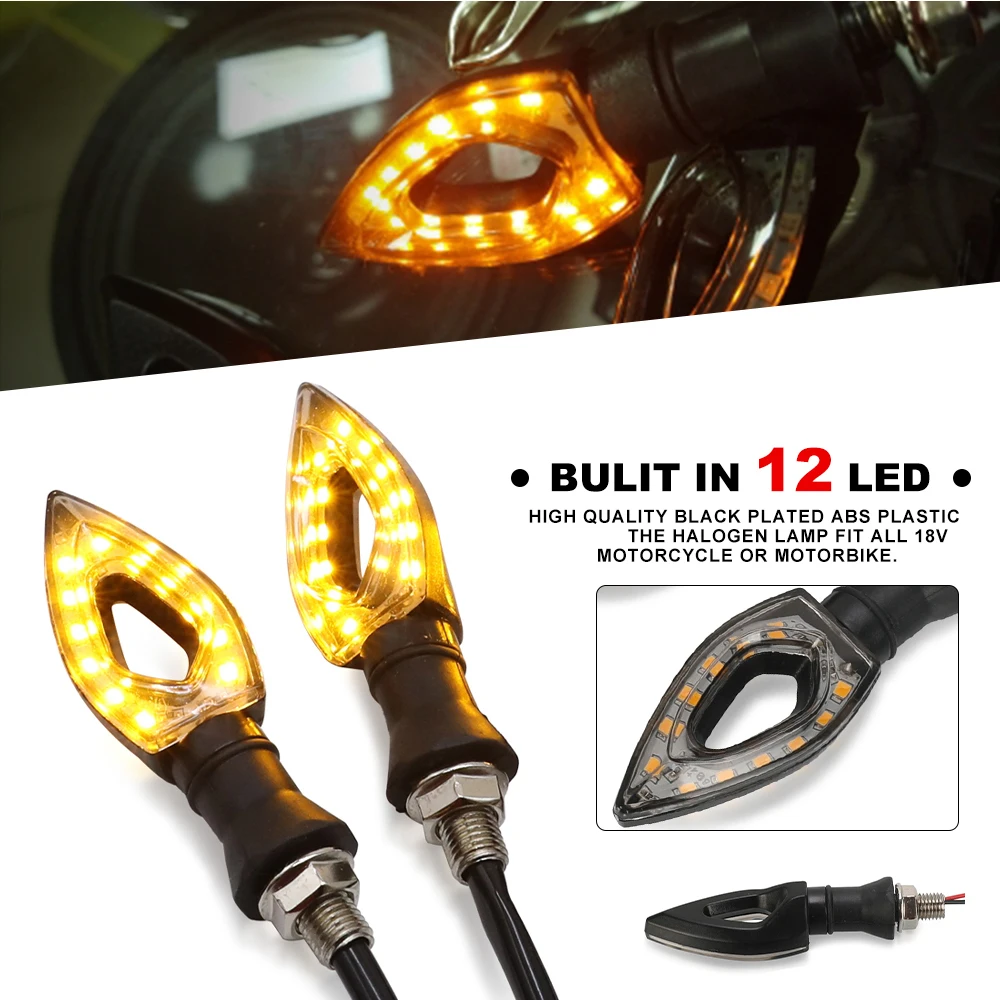 

For Kawasaki ZX10R ZX12R ZX6R Z650 Z900 Z800 NINJA 250 Motorcycle Turn Signal Light Waterproof 12 LED Amber Lights 2014-2023