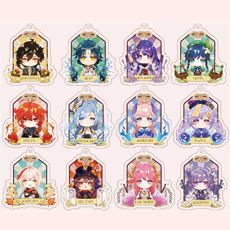 

Game Genshin Impact Omamori Cosplay Pendant Anime Cartoon Badge Acrylic Key Chain Prop