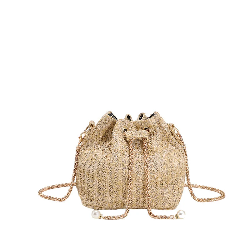 Summer trend straw bag 2022 new simple chain messenger one shoulder fashion portable bucket bag