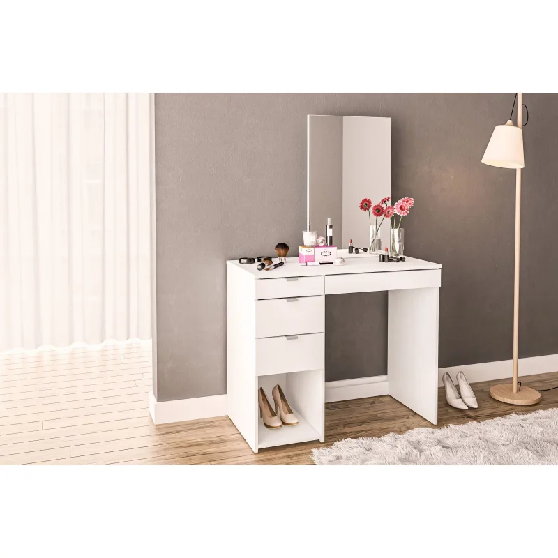 

Joplin Modern Bedroom Vanity Desk, White Finish Mirrors for Bedroom