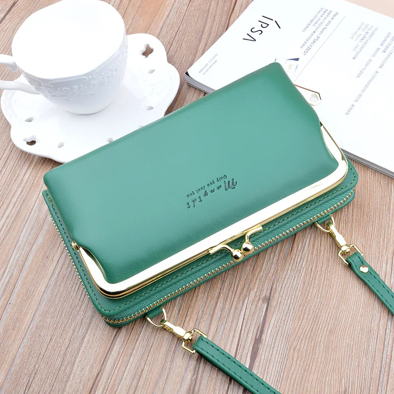

New Women Solid Color Luxury Designer Purse Female Leather Large Capacity Shoulder Bags Ladies Mobile Phone Bag cartera mujer