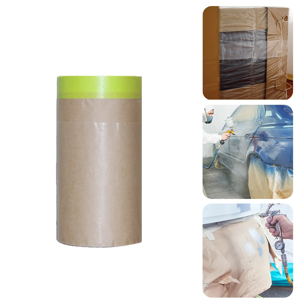 

1roll Shield Auto Body Supplies For Painting Floor Masking Paper Pre Taped Self Adhesive Anti Scratch Paint Application Covering