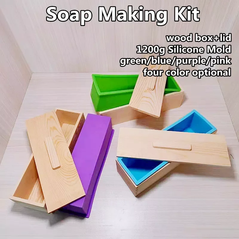 

Rectangle Soap Making Silicone Mold Wood Box and Cover DIY Soap Kits Handmade Craft Soap Mould Tools Cake Loaf Baking