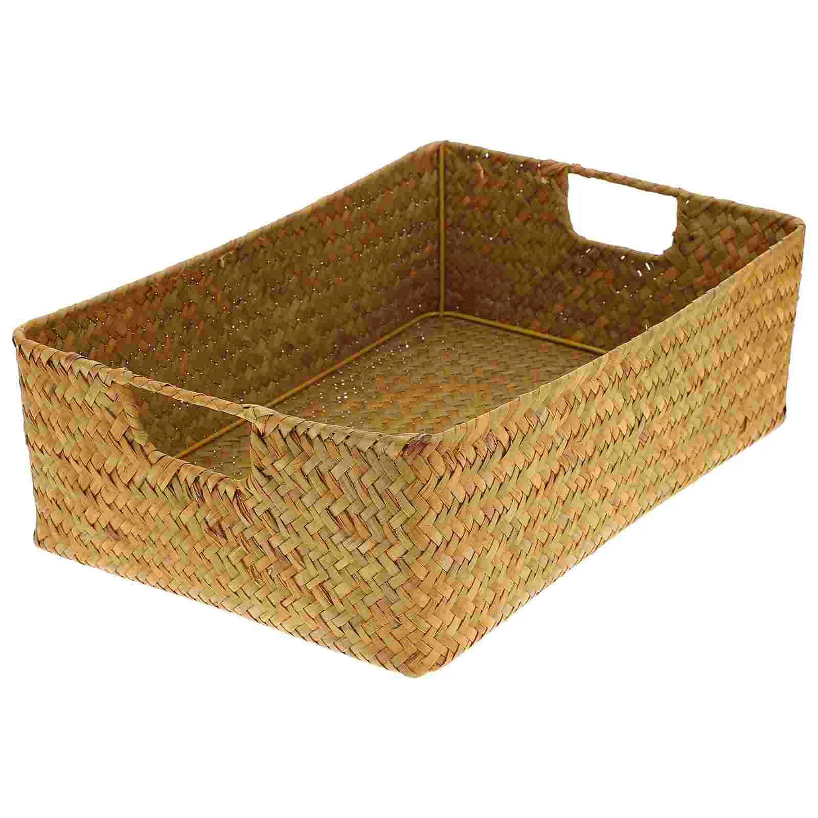 

Basket Storage Woven Baskets Wicker Seagrass Rattan Bins Organizer Fruit Seaweed Rectangular Serving Box Hamper Makeup Tray