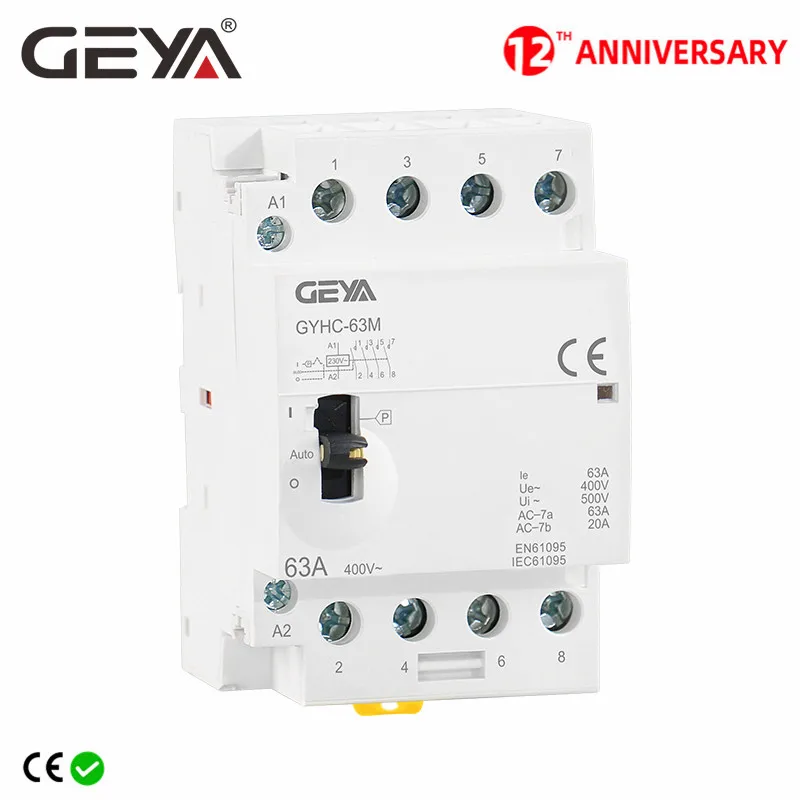 

Модульный контактор GEYA GYHC 4P 40A 63А 4NO 2NO2NC 220 В/230 В 50/60 Гц