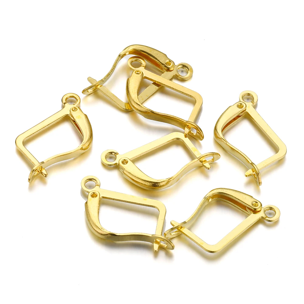 50pcs/lot Square Lever Earring Clips Earwire Ear Clasp Base French Earring Hooks for DIY Jewelry Finding Accessories Supplies