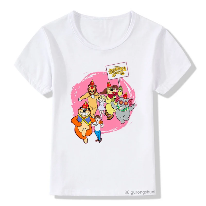 

T-Shirt Feo Boys/Girls Anime Cartoon The Banana Splits Animal Print Kids Tshirts Summer Boys Girls Universal Clothes White Tops