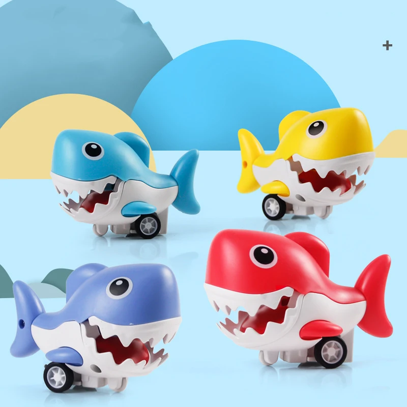 

Children's Mini Inertia Pressing Car Shark Cute Animals Toys Battery Free Cute Vehicle Press To Run Baby Gifts