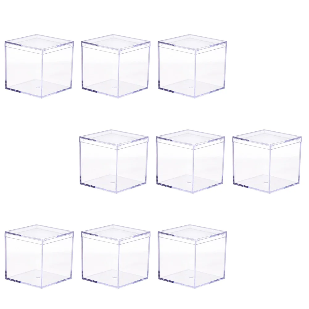 

9pcs Mini Acrylic Storage Boxes Square Candy Snacks Storage Containers Gift Box