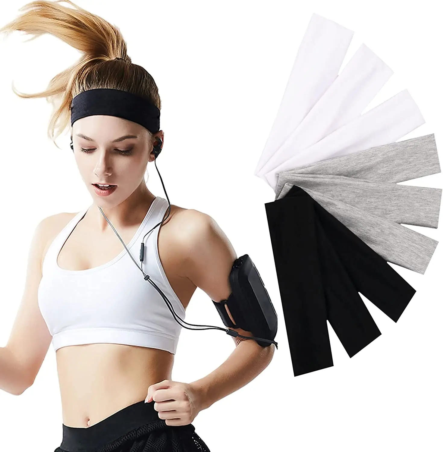

Solid Cotton Headband Sports Softball Sweatband Hair Band Bandage On Head Turban Bandana Wicking Stretchy Headband for Yoga Run