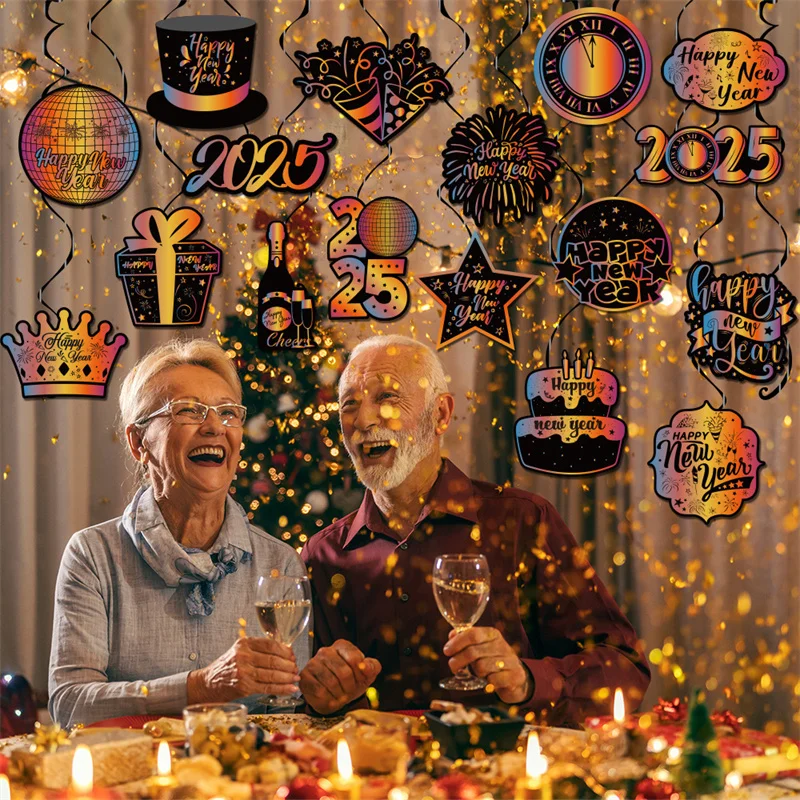 17 шт. подвесные завитки с Новым годом украшения для вечеринок на Новый год 2025 года