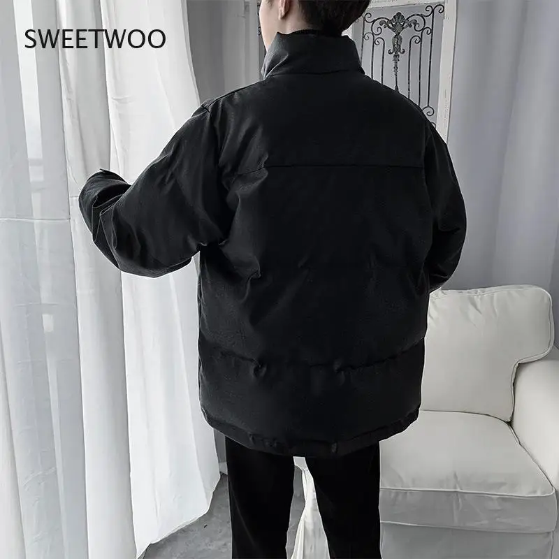 Autumn Cotton Jacket Men Casual Winter Clothing Korean Loose Stand Collar Puffy Jacket Fashion Boys Coat Thick Parka Men Xxl