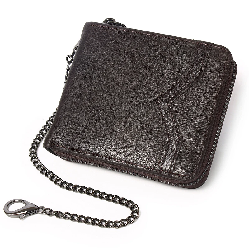 

Мужская сумка на молнии в европейском и американском стиле, кожаный кошелек с RFID-защитой для монет, многофункциональный бумажник с защитой от кражи и щеткой