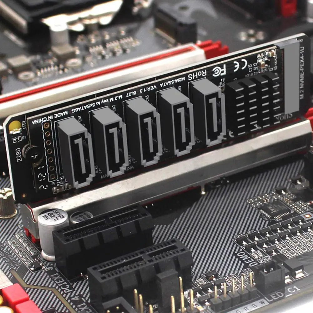 Compact Helpful M2 PCIE to SATA 6G SSD SATA Adapter JMB585 Hard Disk Expansion Card Convenient