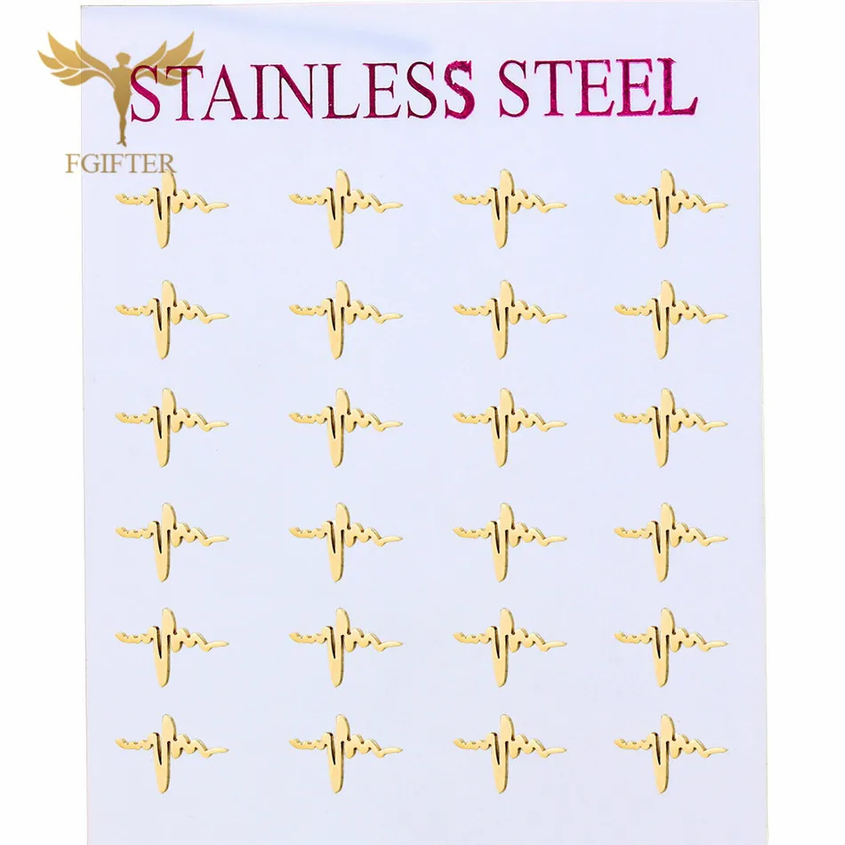 

Romantic Heartbeat LOVE Earrings for Women Stainless Steel Jewelry Bride Bridesmaid Girls Gift Wedding Accessory 12 Pairs Lot