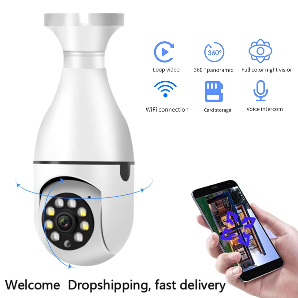 

E27 Bulb Wireless Surveillance Camera 360 Degree HD Infrared Night Vision Camcorder Smart Home Security Monitor Auto Tracking