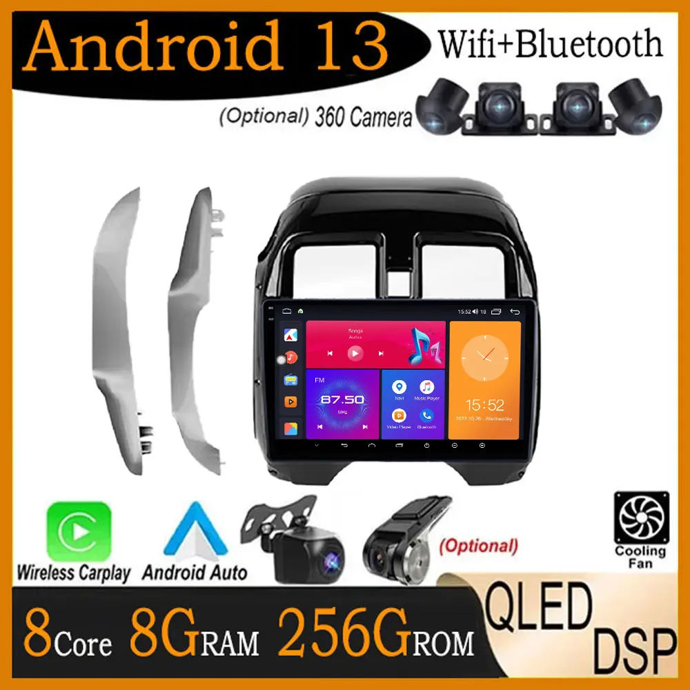 

Автомобильный радиоприемник IPS QLED Android 13 для Nissan латио N17 2014 - 2016 с правой рукой, мультимедийный видеонавигатор Gps Carplay DSP