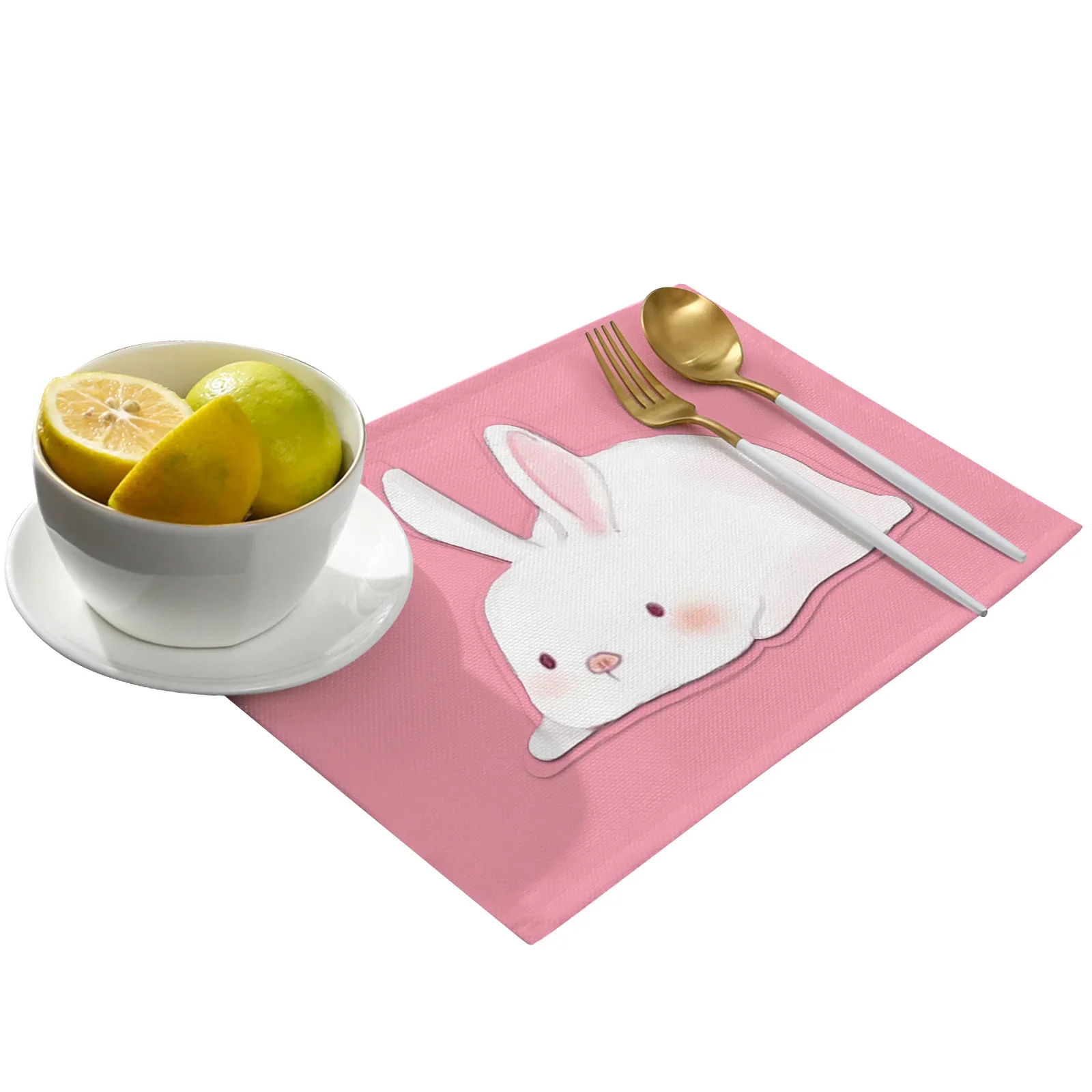 Розовый кролик милый невинный 4 шт. коврики для стола обеденного домашний декор