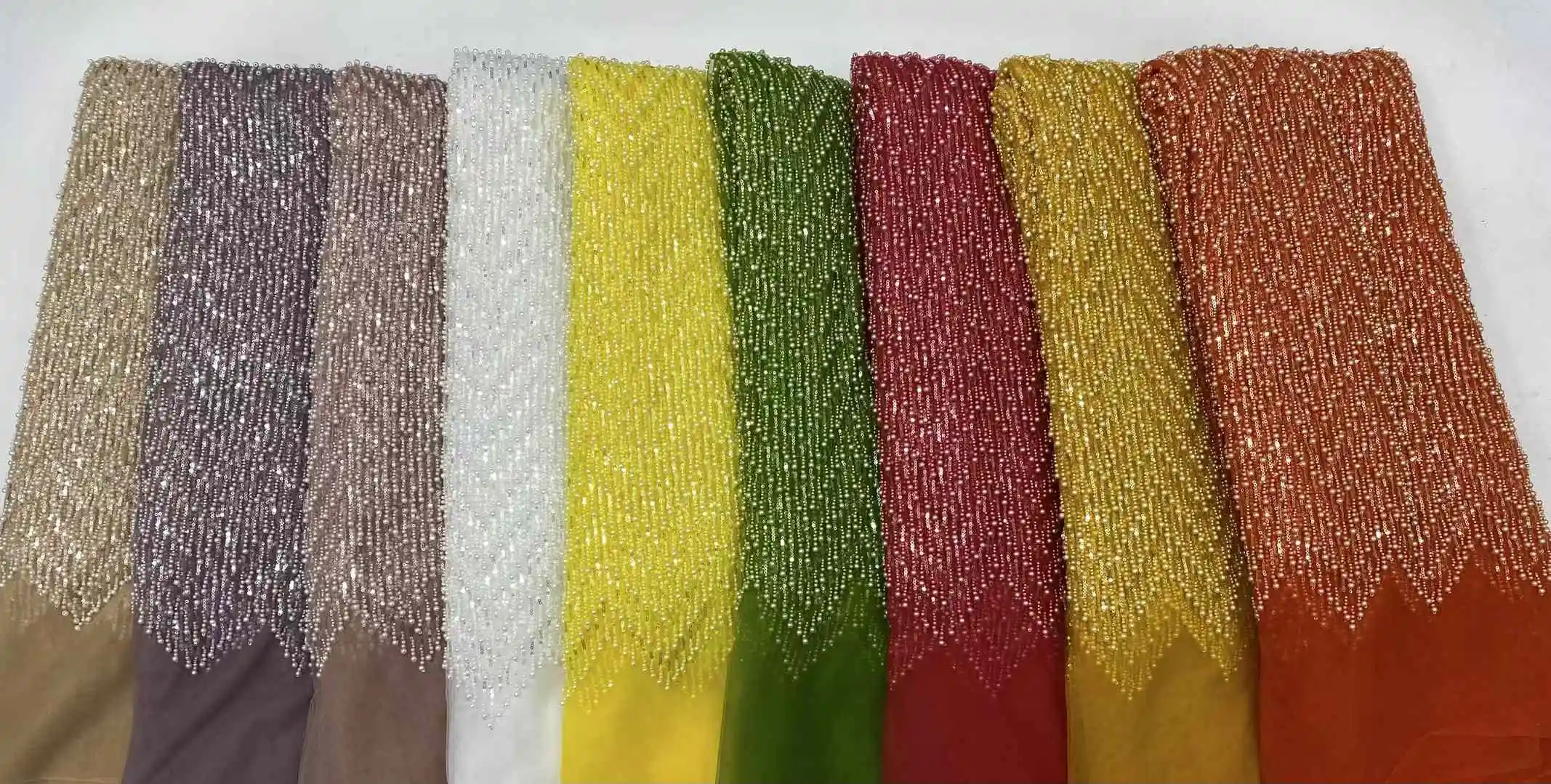 2025 роскошная кружевная ткань ручной работы расшитая бисером высокое качество