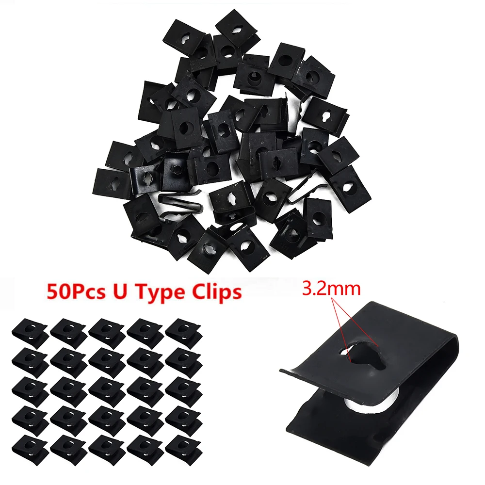 

Useful Durable High Quality Clip Accessory Parts Spring Plate U-Nuts Universal 50pcs Fastener Metal Screw Spire