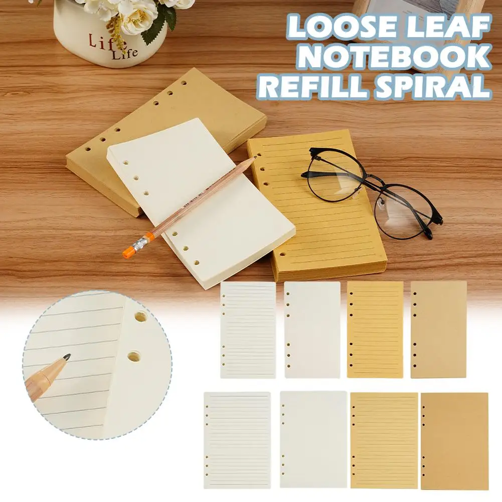 

A5 A6 Loose Leaf Notebook Refill Spiral Binder Inner Page White Yellow Grid Blank Line Diary Agenda Planner School Stationery