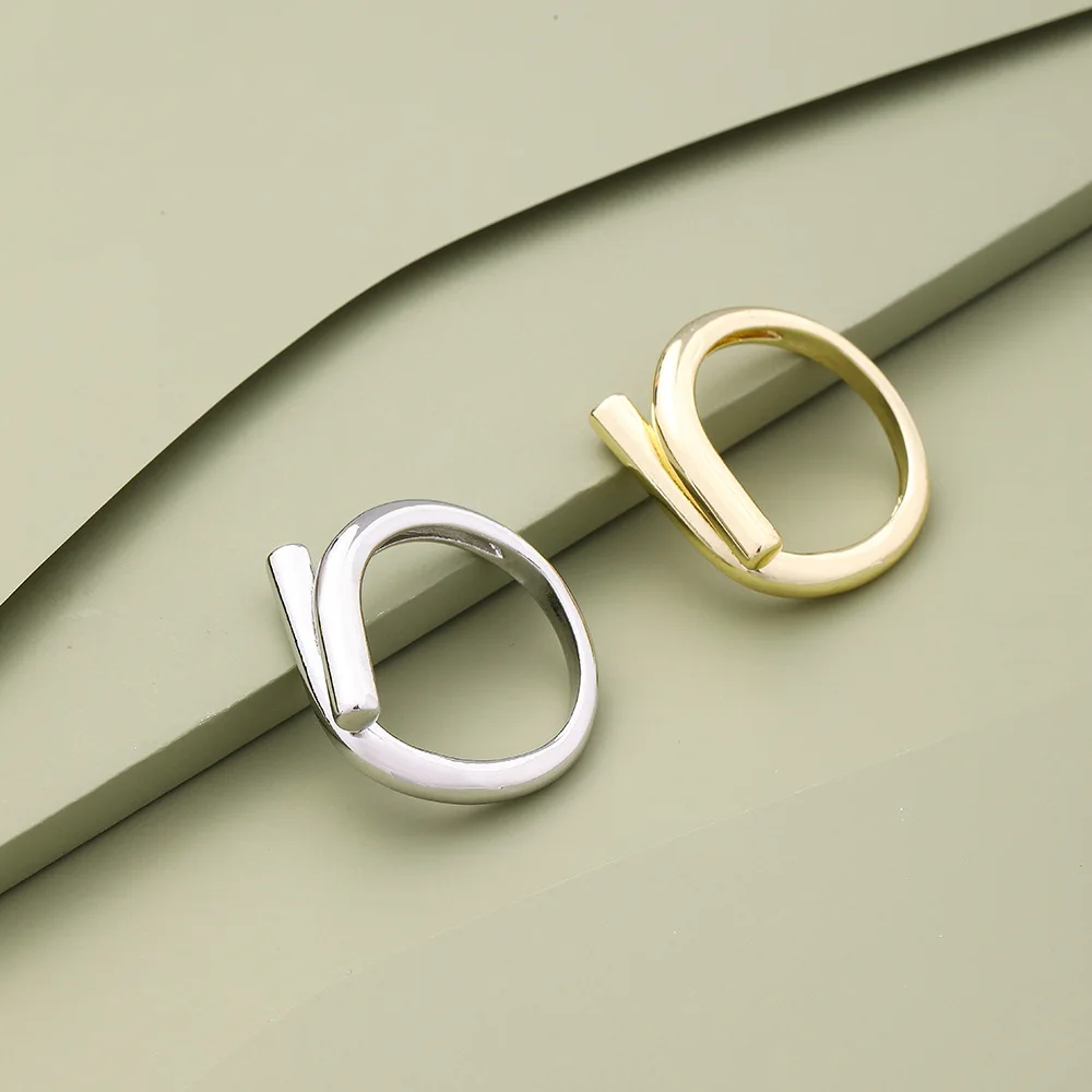 

Fashion Minimalism Gold Sliver Color Round Splicing Rings Irregular Geometric Ring for Women Couple Simple Jewelry Gifts