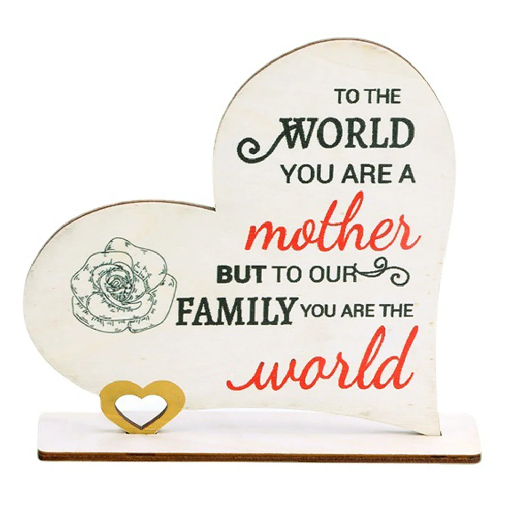 

Wooden Heart Sign Mother's Day Heart Crafts Desktop Wooden Ornament Table Decor