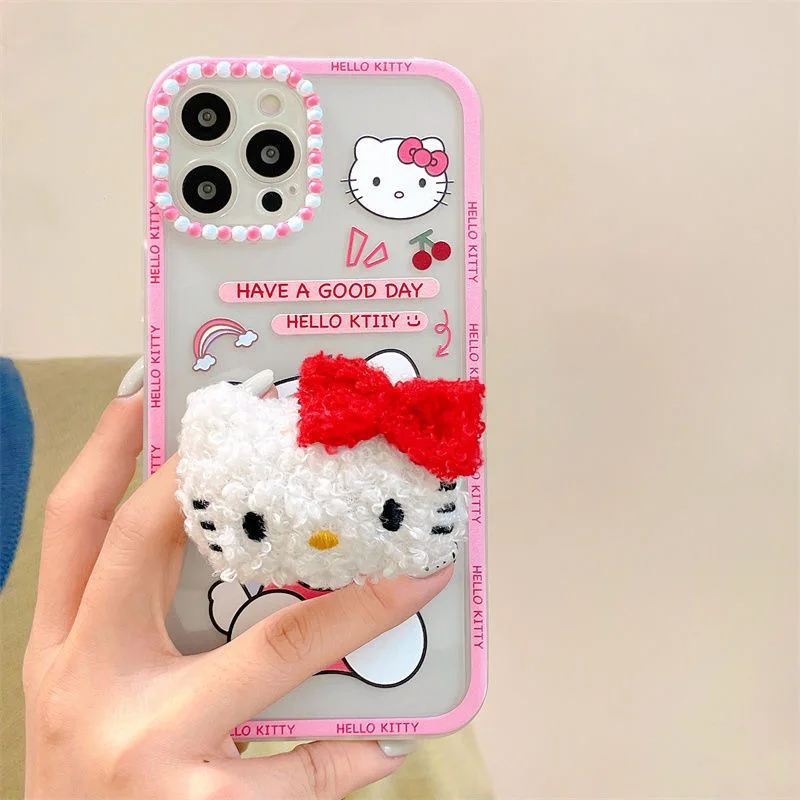 

2022 BanDai Hello Kitty with stand Phone Case For Iphone 11 12 13 Pro Max X Xs Xr Shockproof Cover