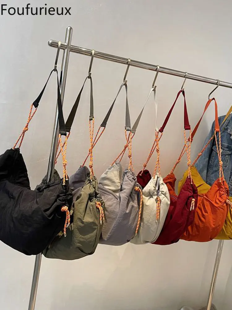 

Мужские сумки из мягкой нейлоновой ткани foufurious, вместительные боковые сумки, брендовые роскошные сумки, женские дизайнерские сумки-слинги ...