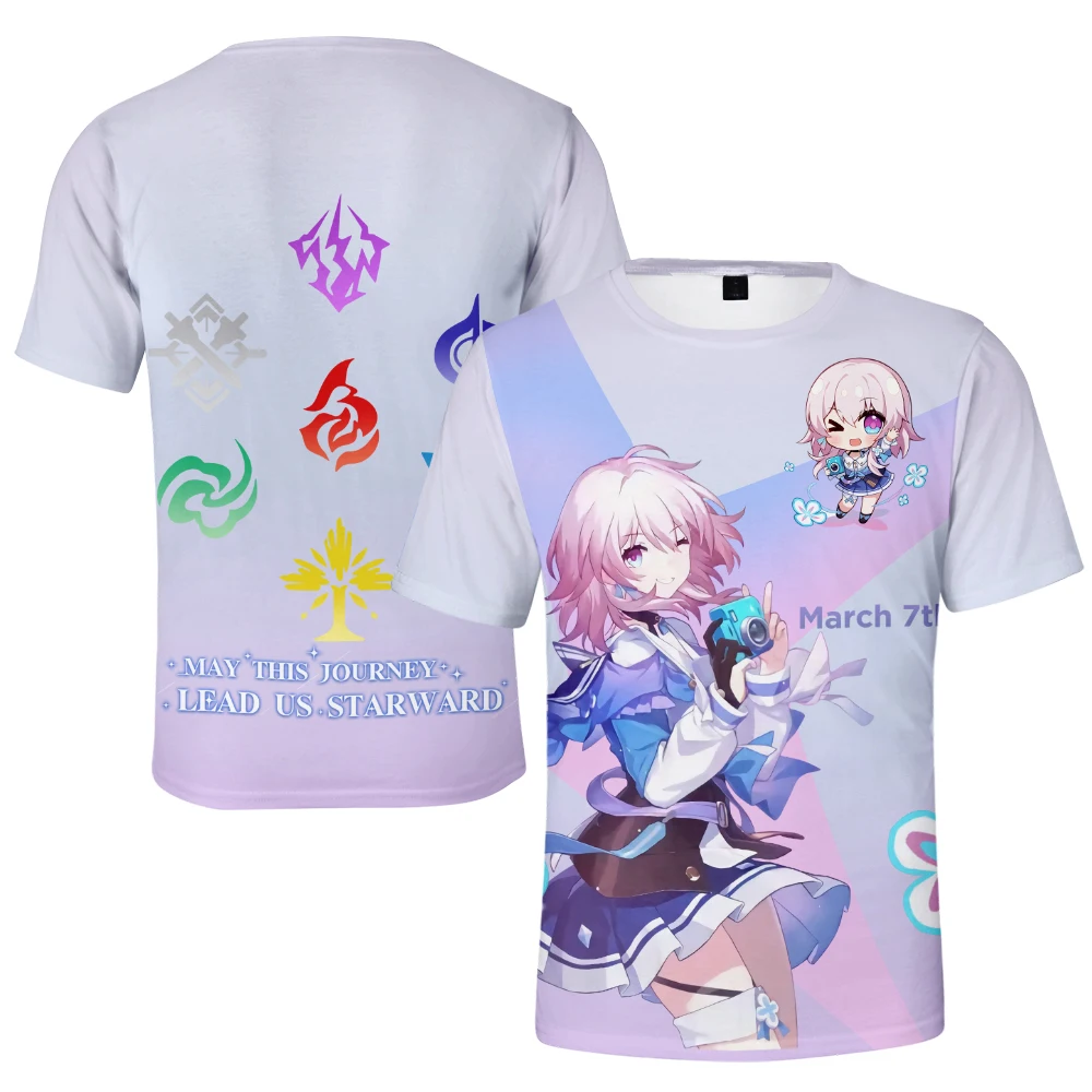 

Game Honkai Star Rail Anime Tshirt Unisex Crewneck Short Sleeve Tee Women Men's Tshirt 2023 Harajuku Streetwear 3D Clothes