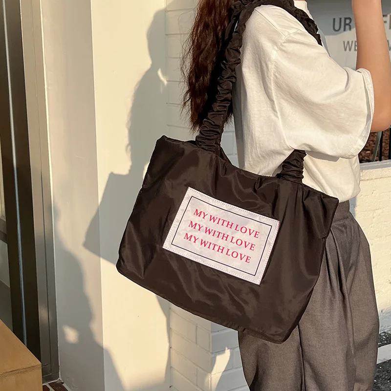 

Leisure Women's Shoulder Bag Casual Female Capacity Tote Bags Large Shopper Bag Fashion Harajuku Letter Printing Nylon Handbags