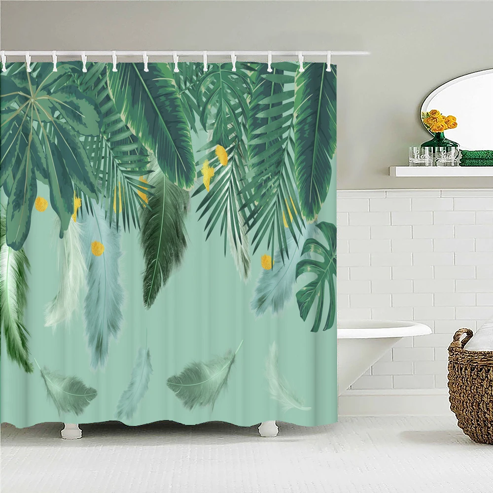 

Тропические растения, Пальмовые Листья Monstera, тканевая занавеска для душа с принтом s, водонепроницаемая занавеска для ванной комнаты, декор ...