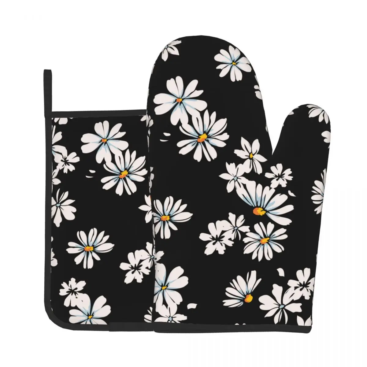 

2PCS/Set Cute Flower Kitchen Gloves Baking Oven Cooking Oven Mitts Polyester Potholder BBQ Gloves Microwave Insulation Pad