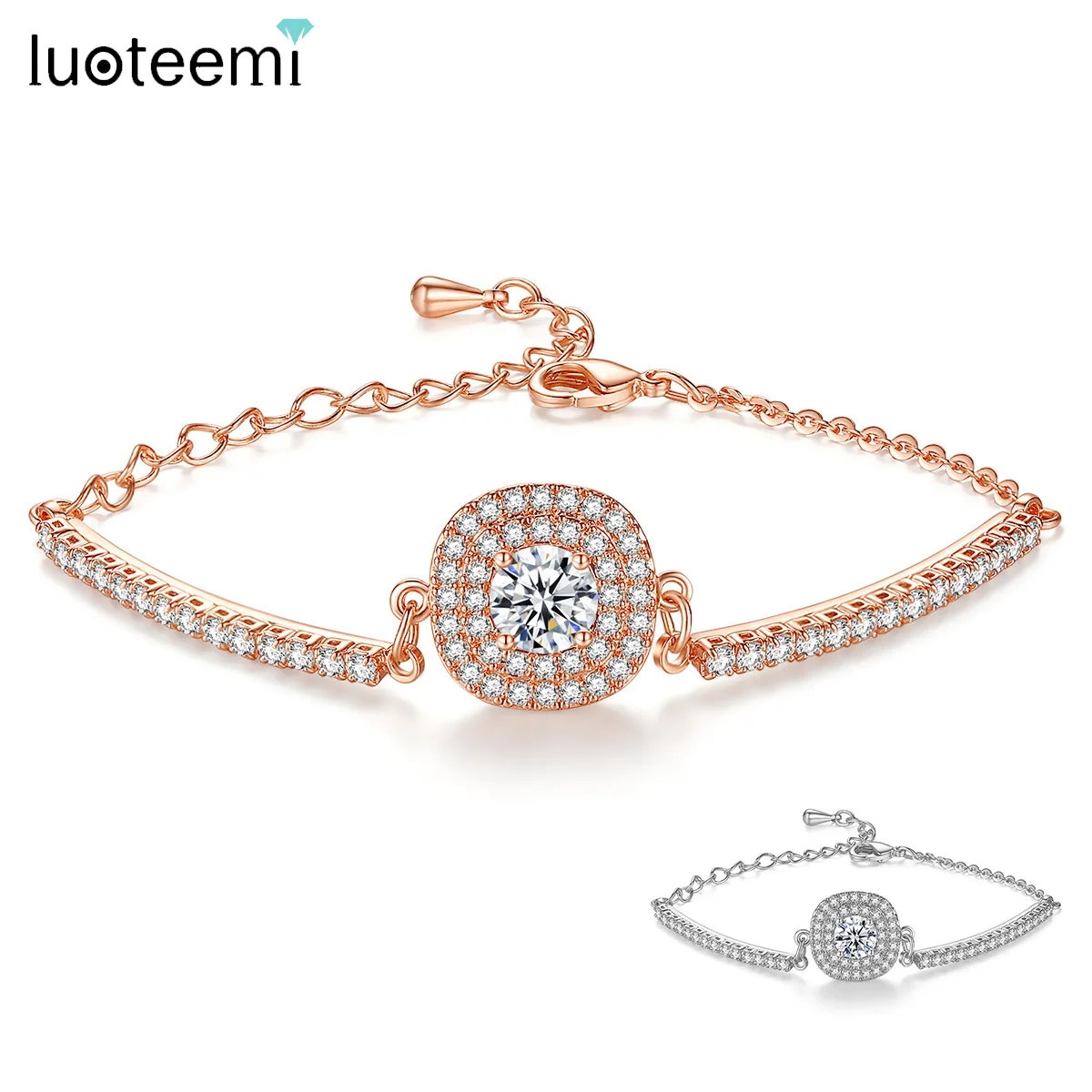Luoteemi Brand Link Bracelet Сердца и стрелы хрусталя циркон браслет для женщин высокое