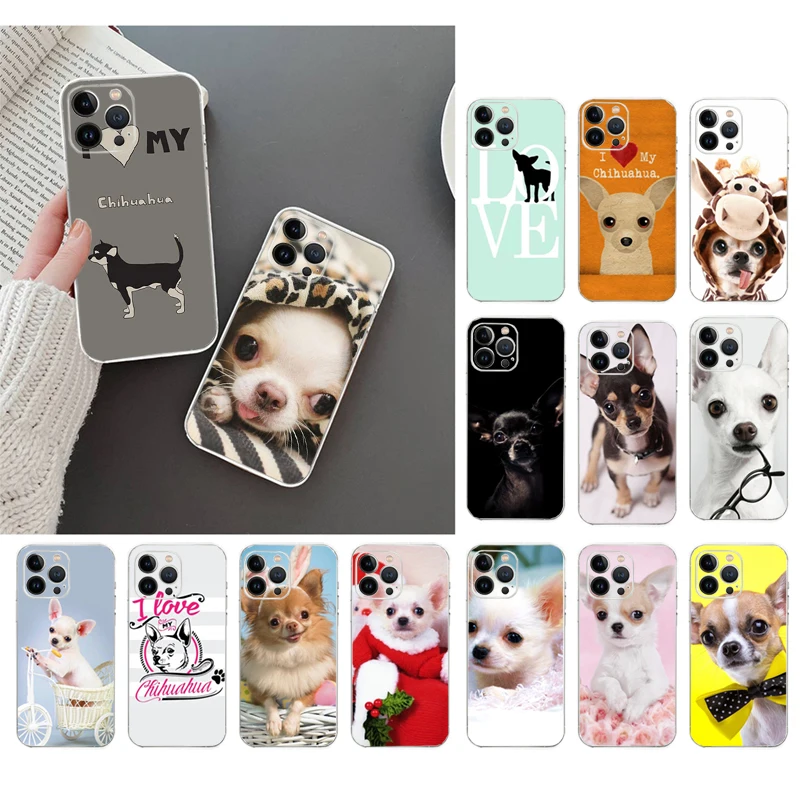 

Phone Case For iphone 14 13 12 11 Pro Max XS Max XR X 12mini 14 Plus SE I Love My Chihuahua Dog Pug Case Funda Capa Cell