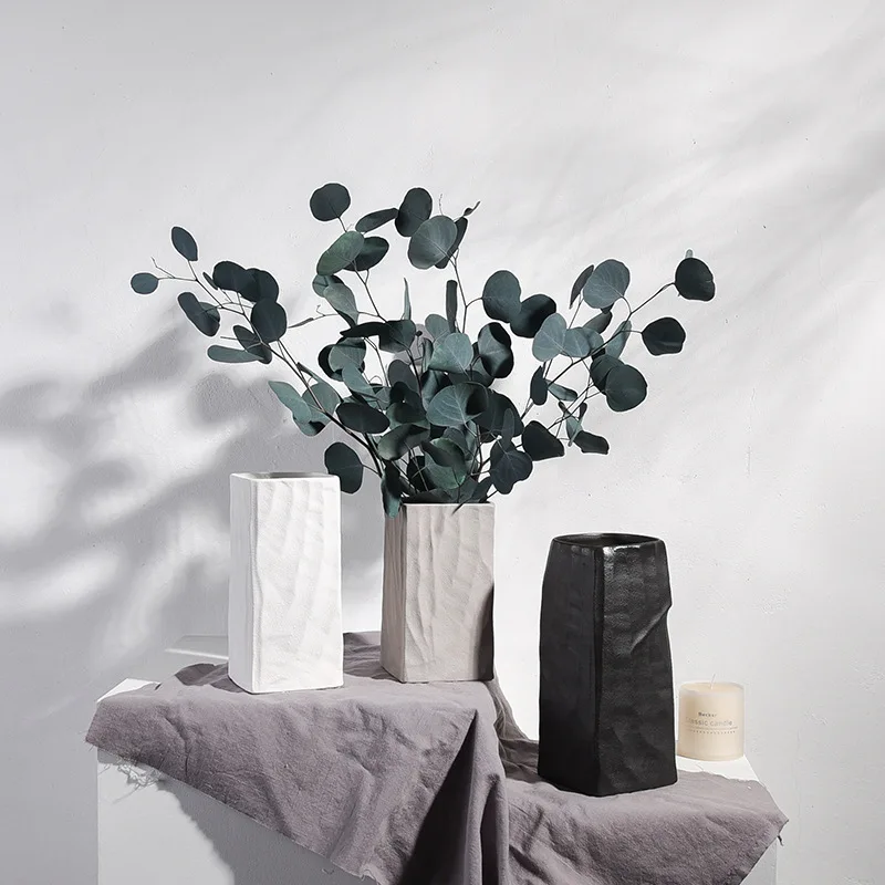 

Ceramic Vase Black and White Simple Creative Design Handmade Art Decoration Living Room Model Room Vase Decoration Home Decore